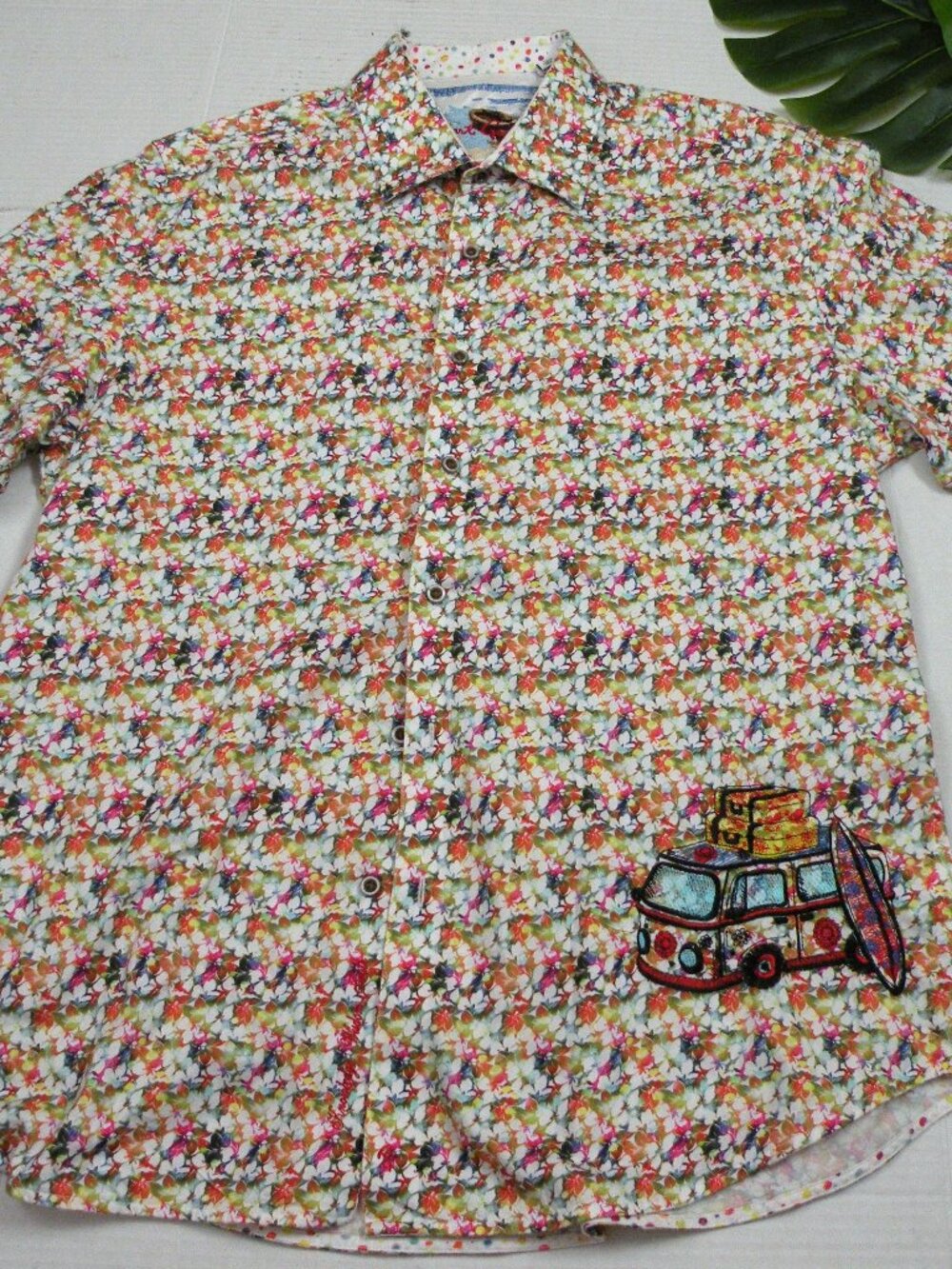 Robert Graham Embroidered VW Van Floral Button-down shirt XL
